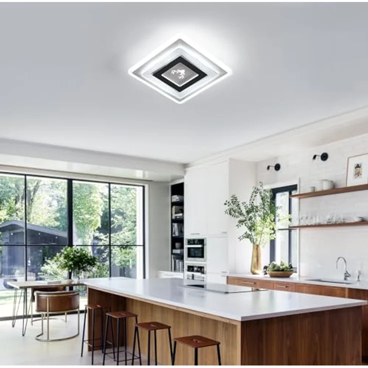 Goeco LED Deckenleuchte Moderne, 22W Deckenlampe Schwarz 6500K Kaltweißes Licht, Quadrat LED Deckenbeleuchtung aus Aluminium für Schlafzimmer, Wohnzimmer, Küche, Flur – Bild 2