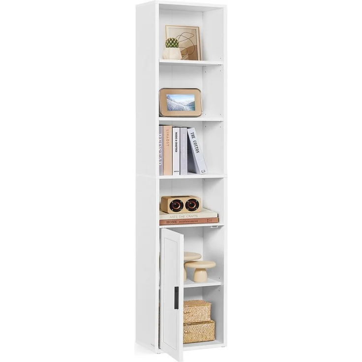 Bücherregal, 6-stöckiges hohes Regal, Standregal mit Türen und offenen Fächern, vielseitig einsetzbar – Bild 2
