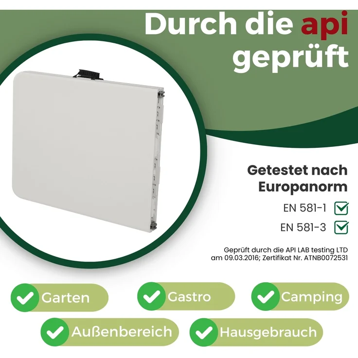 Albatros Buffettisch Klapptisch weiß – robuste Konstruktion klappbar und hohe Tragkraft –für bis zu 10 Personen – für Bierzelt mit Tragegriff – Bild 4