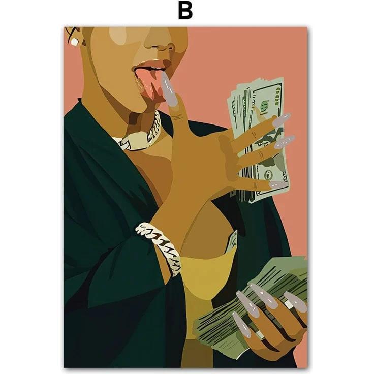 Poster Hip Hop Schmuck Mode | Schwarz Mädchen · Bilder Wohnzimmer | Wandbilder Schlafzimmer | Deko Print ohne Rahmen | Bilder Kunstdruck - 13 x 18 cm / F – Bild 3