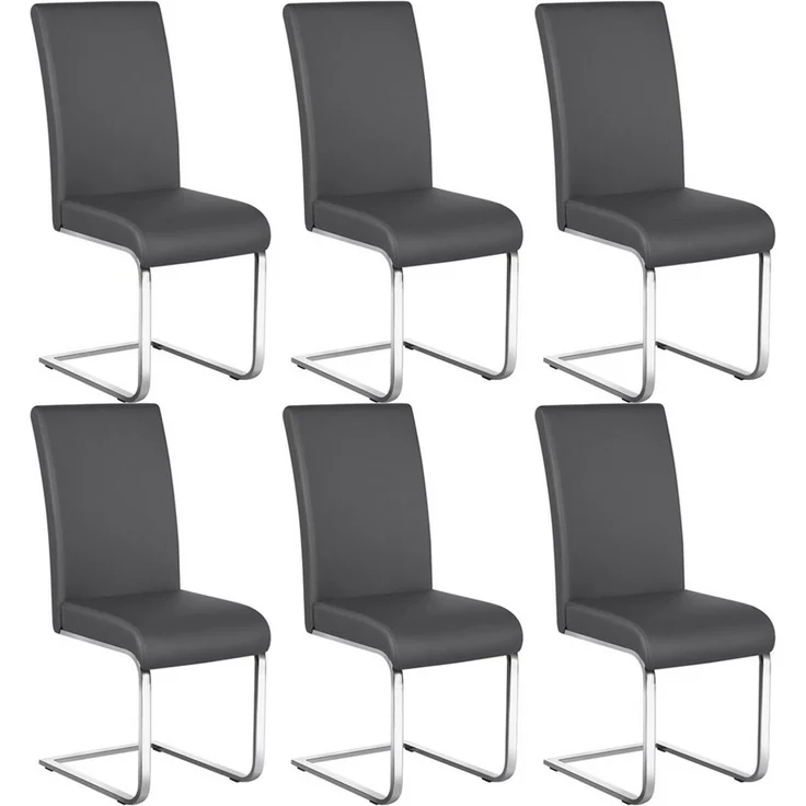 Yaheetech 6er-Set Freischwinger, Kunstleder, Dunkelgrau, 41,5 x 55 x 103 cm – Bild 1