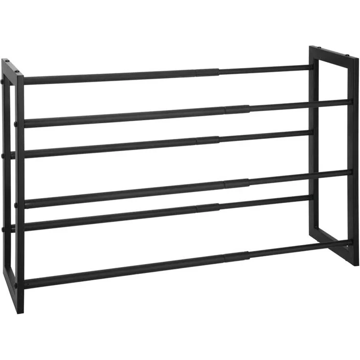 mDesign Schuhregal Schuhablage Schuhschrank ausziehbar 3 Ebenen Metall Schwarz – Bild 1