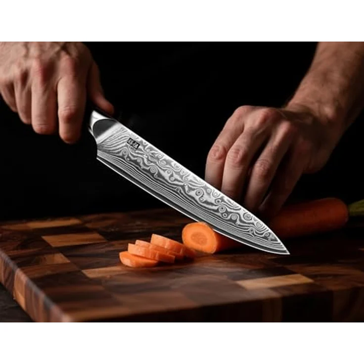 SHAN ZU Allzweckmesser 15cm, Damast Küchenmesser, Japanisches Kochmesser mit scharfer Klinge aus 67 Lagen Kohlenstoffstahl und G10-Griff - PRO Series – Bild 7