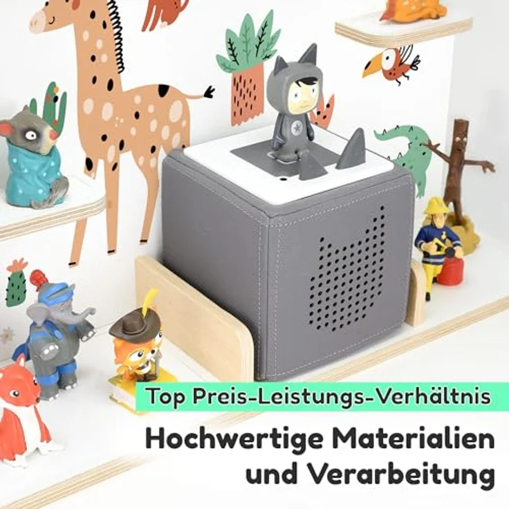 stadtecken Regal für Tonies & Toniebox – Musikbox Wandregal aus 10mm Holz – Platz für 35-50 Figuren mit Magnetfunktion – Handgefertigt – Zum Aufstellen oder Aufhängen (Safari, Groß) – Bild 5