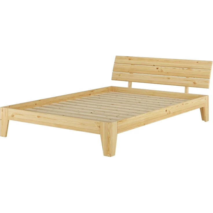 ERST-HOLZ Einzelbett Futonbett Doppelbett überlang Kiefer Natur 140x220 Bettrahmen Rollrost, Kieferfarblos lackiert – Bild 2