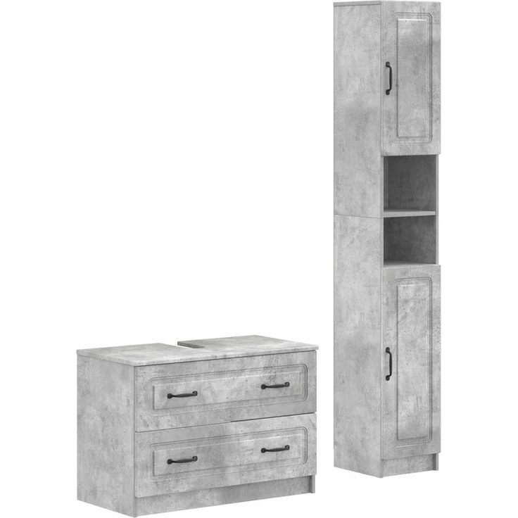 vidaXL 2-teiliges Badezimmer Schrank Set UTRECHT Betongrau 3417570 – Bild 2