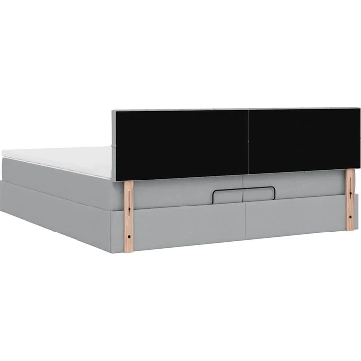 vidaXL Ottoman-Bett mit Matratze Hellgrau 200x200 cm Stoff 3311484 – Bild 8