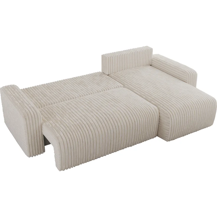 Ecksofa L-form, mit Schlaffunktion und Bettkasten - ARGOS, Beige, Cord – Bild 4