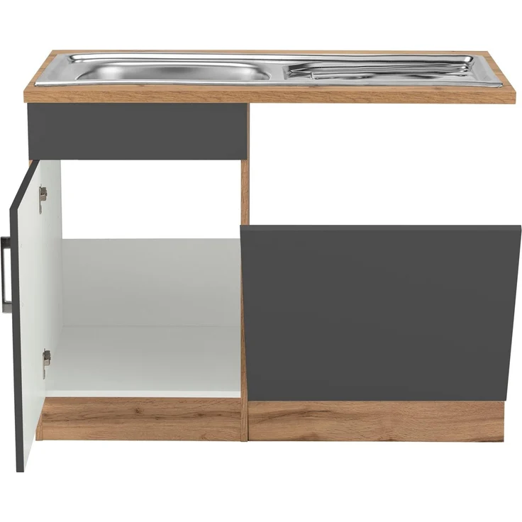 KOCHSTATION Spülenschrank KS-Colmar 110 cm, Front und Sockelblende für teilintegrierten Geschirrspüler – Bild 3