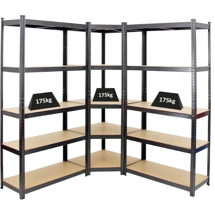 PROREGAL Mega Deal Eckregal Ragnar 1x: 180 x 70 x 40 cm | 2X: 180 x 90 x 40 cm Schwarz Fachlast 175kg, Kellerregal, Steckregal, Garagenregal, Lagerregal