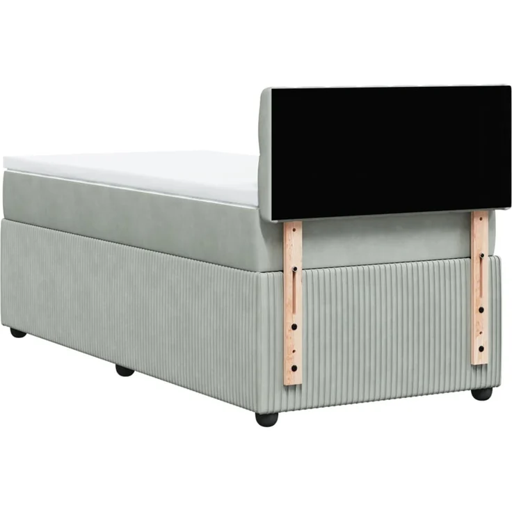 vidaXL Boxspringbett mit Matratze Hellgrau 100x200 cm Samt 3287668 – Bild 10
