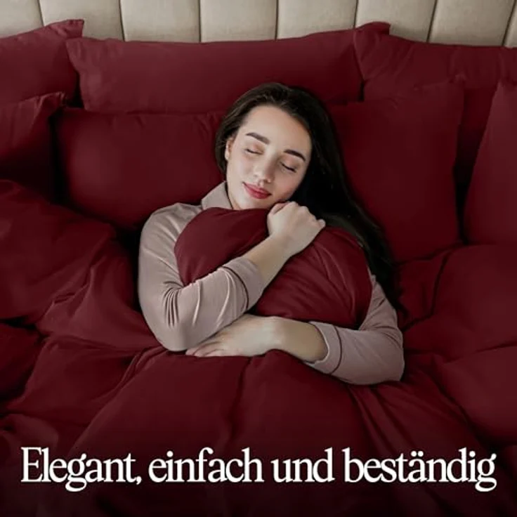 Utopia Bedding Bettwäsche 135x200 Set - Mikrofaser Bettbezug 135x200 cm + 1 Kissenbezug 80x80 cm - Burgund – Bild 11