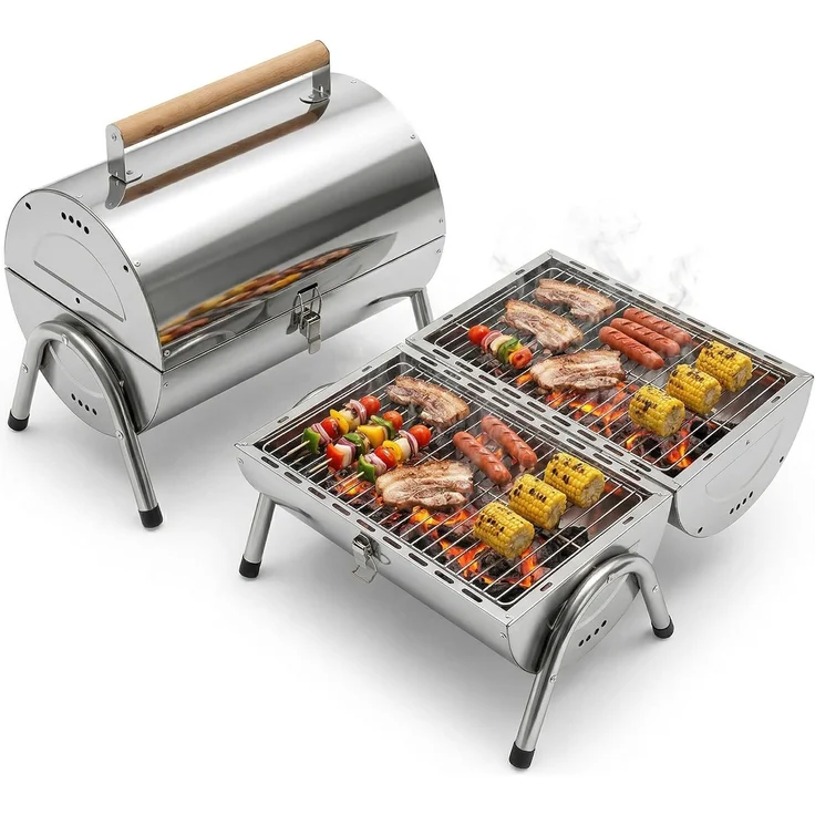 Relaxdays Tischgrill mit 2 Grillflächen, 35 x 41,5 x 24,5 cm – Bild 8