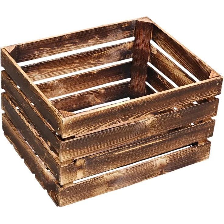 Holzkisten 2er Set 50cm mit Ablage Vintage Geflammt – Bild 7