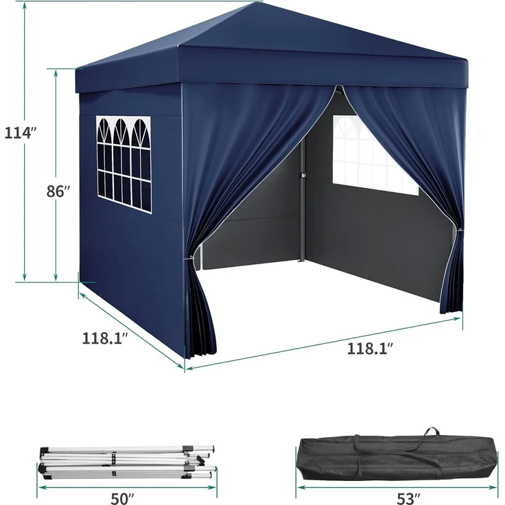 YITAHOME 3X3M Outdoor Pop Up-Pavillon mit Seite Faltpavillon, Wasserdichter Faltbarer Gartenpavillon Für Alle Jahreszeiten Camping Pavillon Anti-uv Mit Kostenlosen Höhenverstellbaren Für Party Märkte – Bild 6