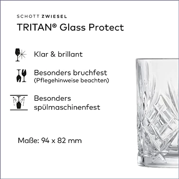 SCHOTT ZWIESEL Whiskyglas Show (4er-Set), anmutige Tumbler für Whisky mit Relieff, spülmaschinenfeste Kristallgläser (Art.-Nr. 121877), Kristall – Bild 2