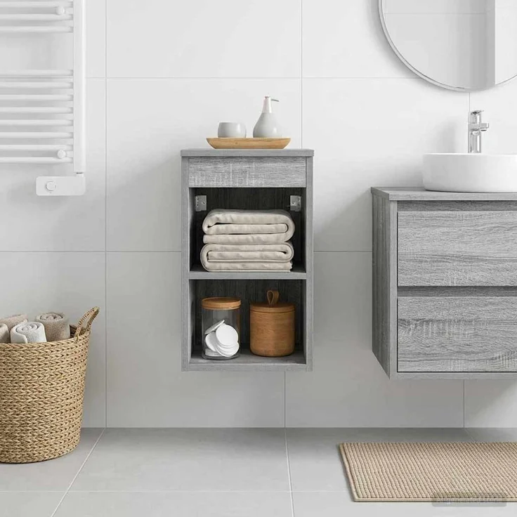 vidaXL Badezimmerschrank Grau Sonoma 30 x 35 x 50 cm Holzwerkstoff 890339 – Bild 1
