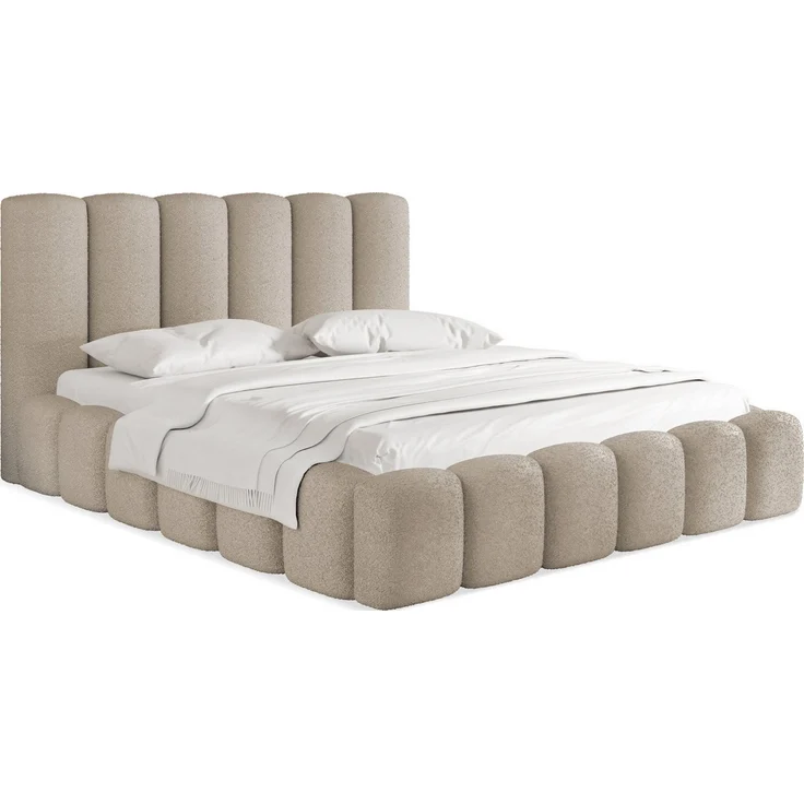 WFL GROUP Polsterbett Serenity mit Bettkasten und Lattenrost, Bettgestell, ohne Matratze (erhältlich in 5 Größen 120x200, 140x200, 160x200, 180x200, 200x200 cm), mit Stauraum, hohem Kopfteil, Boucle oder Samt Stoff, Made in EU – Bild 4