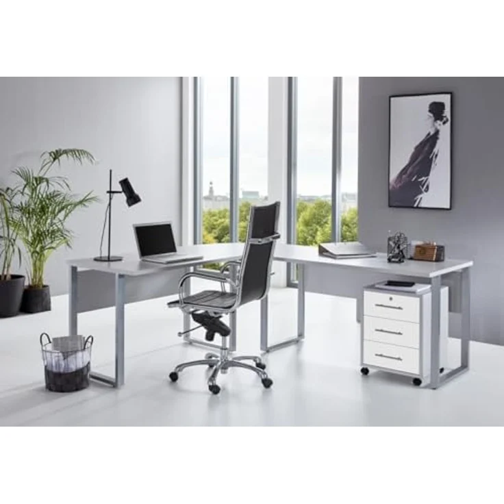 BMG Möbel Büromöbel-Set Office Edition Set 1, (Büro Sparset, 6-tlg), Schränke abschließbar, Regale mit verstellbaren Einlegeböden – Bild 2