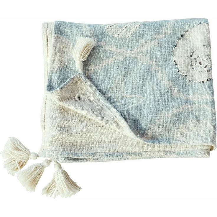 Mirabeau Tagesdecke Plaid Calerand weiß/blau – Bild 1