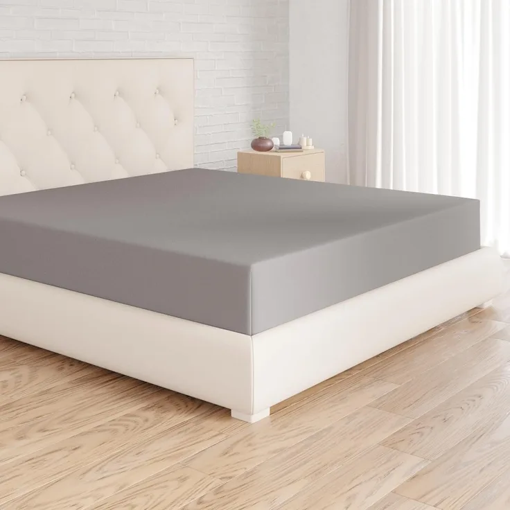 Amazon Basics Einzelnes Mikrofaser-Spannbettlaken - Dunkelgrau, Doppelbettgröße (135 x 190 x 30 cm), Leicht, Weich und Knitterfrei