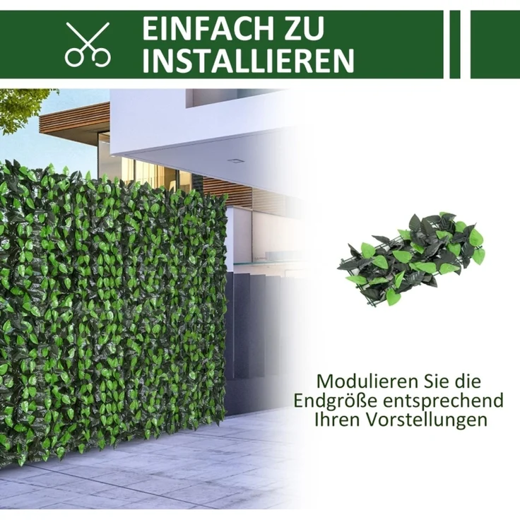 Kunsthecke Kunspflanze Kletterpflanze, Outdoordekoration, realistisches Aussehen, 300 cm× 100 cm, Dunkelgrün--Grün--300x1x100cm--YOUDENOVA – Bild 4