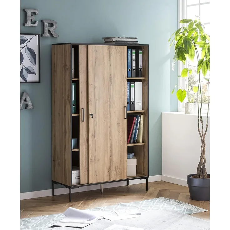 Möbelpartner Montana Aktenschrank 701724, Holzwerkstoff, Eiche Landhaus Dekor, 100, 1 x 41 x 163,8 cm