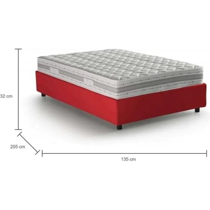 Talamo Italia - Chiara Doppelbett, Bettkasten mit Stoffbezug, 100 % Made in Italy, Öffnung vorne, inklusive Matratze 120 x 190 cm, Rot – Bild 2