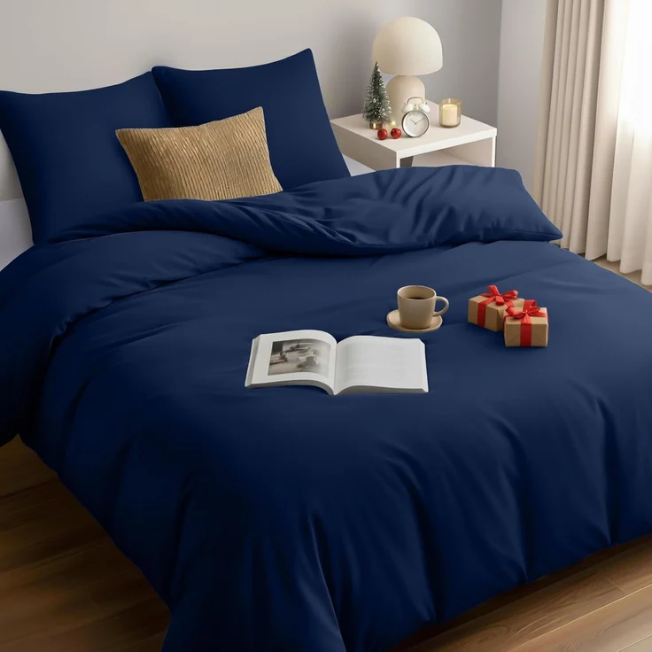 Utopia Bedding Bettwäsche Set - Mikrofaser Bettbezug 260x240 cm + 2 Kissenbezüge 65x65 cm - Marineblau – Bild 1