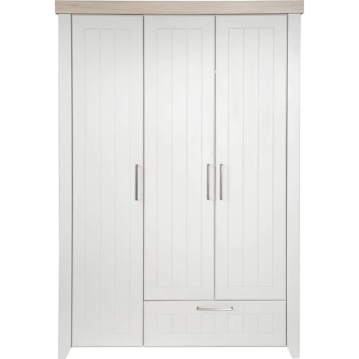 roba Kinderkleiderschrank 3-türig 'Helene' mit Schublade - Soft Close - Lichtgrau / Holzdekor