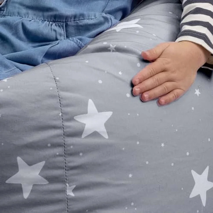 Icon Sterne Sitzsack Kinder, Grau, Gewebter-Stoff, Sitzsack mit Füllung, Bequemer Kinder Sessel, Kuschelsessel, Lese Sessel, Schlafzimmer, Kinderzimmer, Spielzimmer – Bild 8