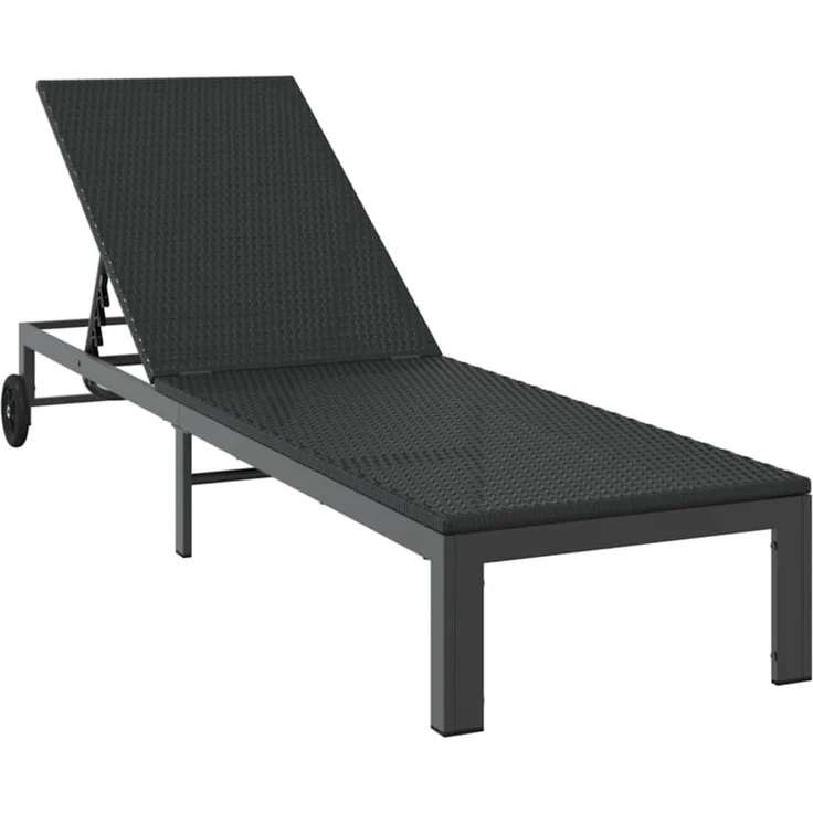 vidaXL Sonnenliege Schwarz 206 x 62,5 x 74 cm Poly-Rattan 42004129 – Bild 2