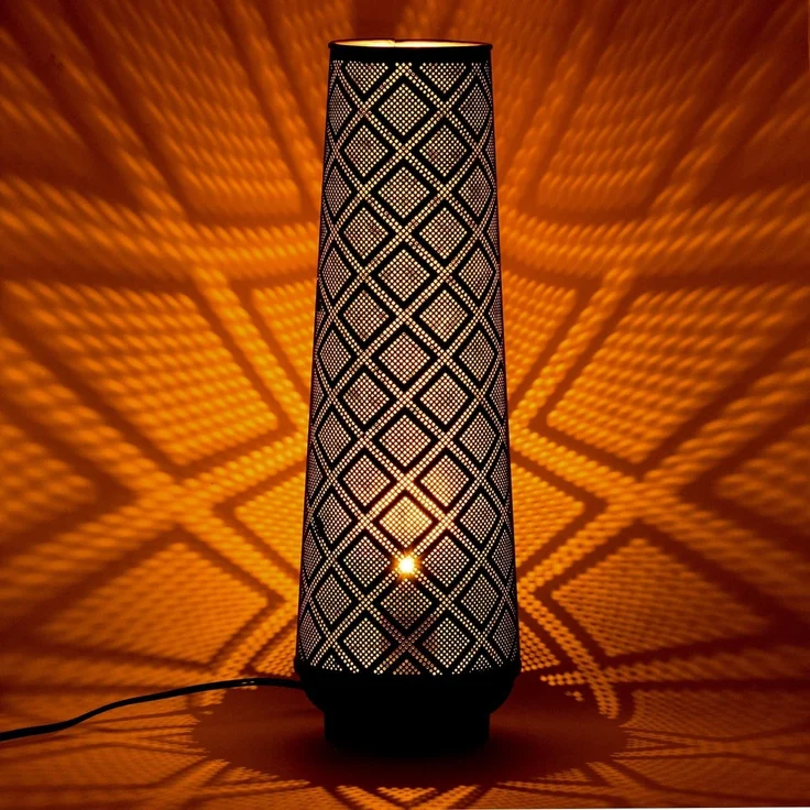 Marrakesch Orient & Mediterran Interior Nachttischlampe Orientalische Deko Stehlampe Tischlampe Lampe Qantas Gross Schwarz, Handarbeit – Bild 3