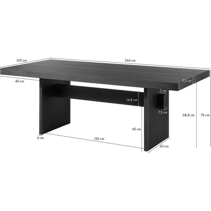 Esstisch Eiche 244 x 100 x 76 dunkelbraun lackiert BEAMS #81 – Bild 8