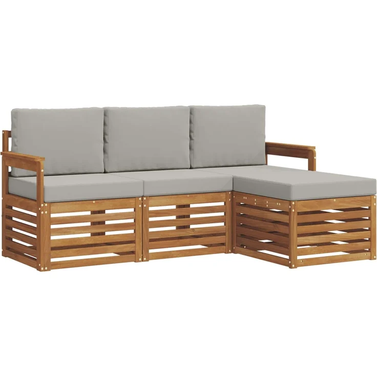 vidaXL Outdoor-Sofagarnitur 4 stk. 4-Sitzer Natur und Hellgrau 3374596 – Bild 2