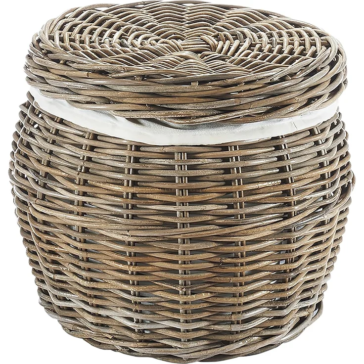 Kobolo Aufbewahrungskorb Wäschebehälter - Rattan - Stoffeinsatz und Deckel (1 St) – Bild 1