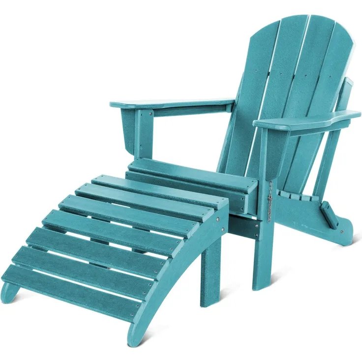 Aspero Gartenstuhl Gartenstuhl Adirondack mit Fußstütze, Gemütlicher Outdoor Sessel