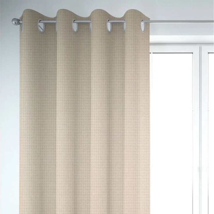SCHÖNER LEBEN. Vorhang SCHÖNER LEBEN. Vorhang Baumwollstoff Reliefstruktur natur 245cm, Ösen, blickdicht, Baumwolle, handmade – Bild 1