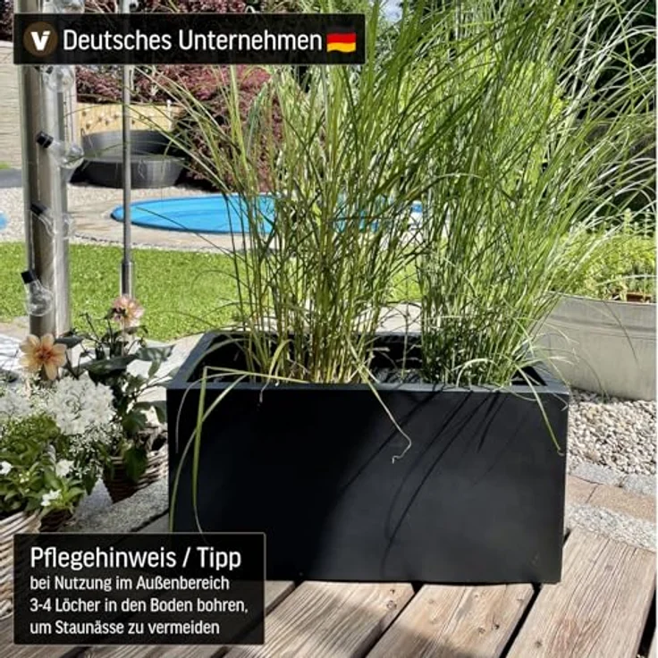 VIVANNO Pflanzkübel Fiberglas MAXI Kasten - Anthrazit Matt (1 St), 60x30x30 cm – Bild 6