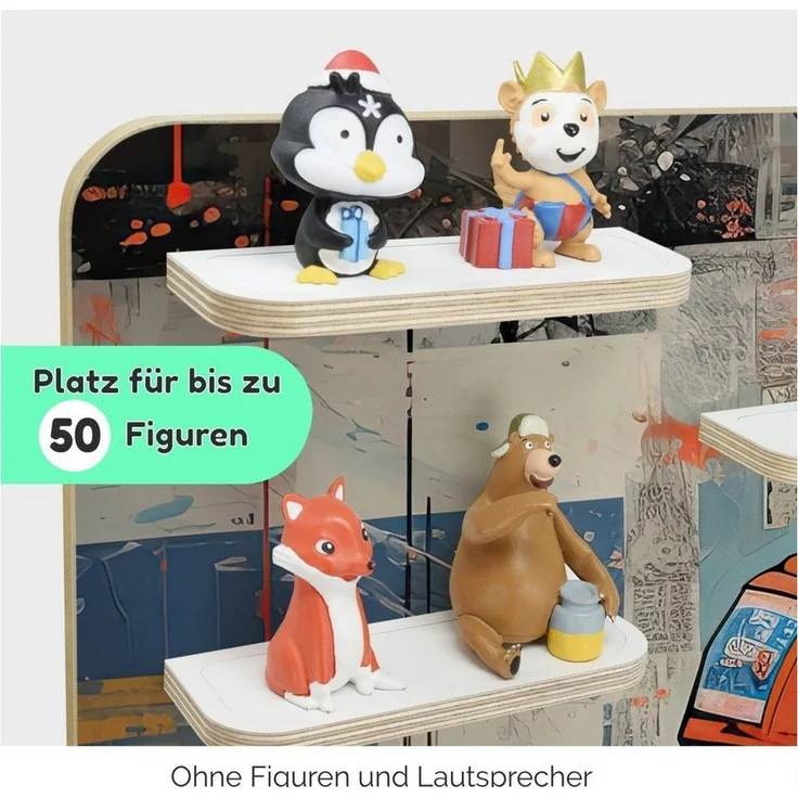 stadtecken Kinderregal geeignet für Toniebox und Tonies, zum Stellen & Hängen, Bunte, verspielte Aufbewahrung für 50 Figuren, ideal fürs Kinderzimmer – Bild 2