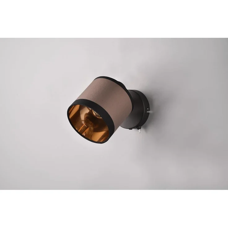 Wandstrahler DAVOS mit Schalter & Stoffschirm Taupe / Gold, Breite 12cm – Bild 6