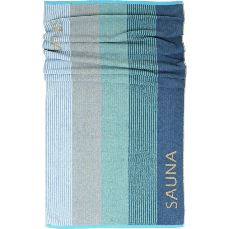 Lashuma Saunatuch Helsinki, Frottee (1-St), Frottee Saunahandtuch mit Streifen Türkis Blau 85x200 cm