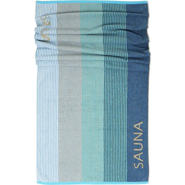 Lashuma Saunatuch Helsinki, Frottee (1-St), Frottee Saunahandtuch mit Streifen Türkis Blau 85x200 cm