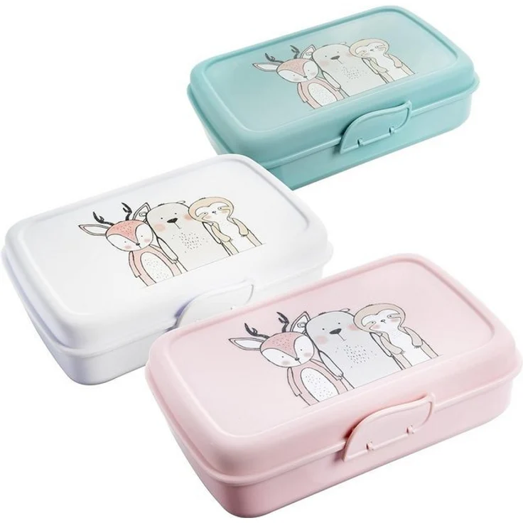 2friends Lunchbox 3er Set Brotdosen Lunchbox Kinder mit Trennfächern, Kunststoff, (21 x 13 x 7 cm), Brotdose Kinder mit Fächern 3 Farben mint/weiß/rosa – Bild 4
