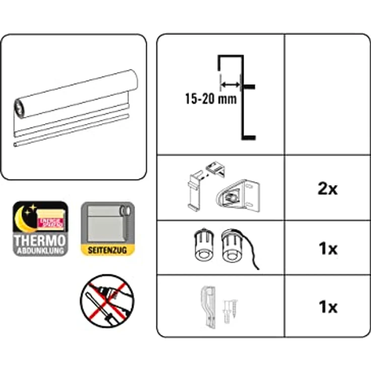 Deco Company Rollo mit Thermo-Rückseite zum Klemmen, Verdunklungsrollo ohne Bohren, Höchste Lichtreflexion, Hitzeschutz, Energiesparend, Weiß, 55 x 150 cm (BxH) – Bild 6