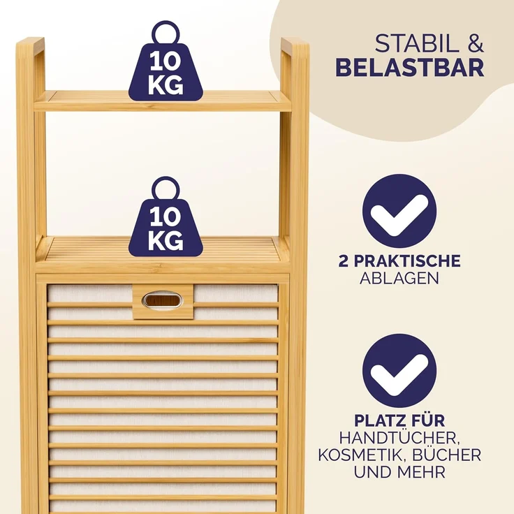 CASARIA® Wäschekorb, 2 Stück, Bambus natur, 30 x 40 x 95 cm – Bild 6