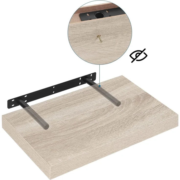 EUGAD Wandregal Wandboard Buchregal Hängeregal DVD CD Regal Holz Board 50cm Sonoma Eiche 0091QJ – Bild 7
