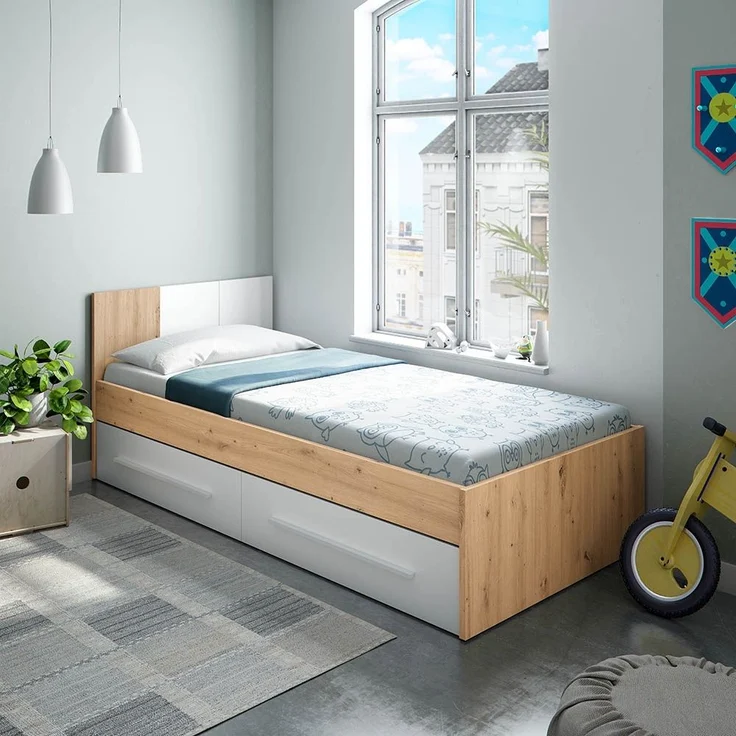 Jugendzimmer-Set >NOA< in Nodi-Eiche/Artik-Weiß - 196x77x92 (BxHxT) – Bild 2