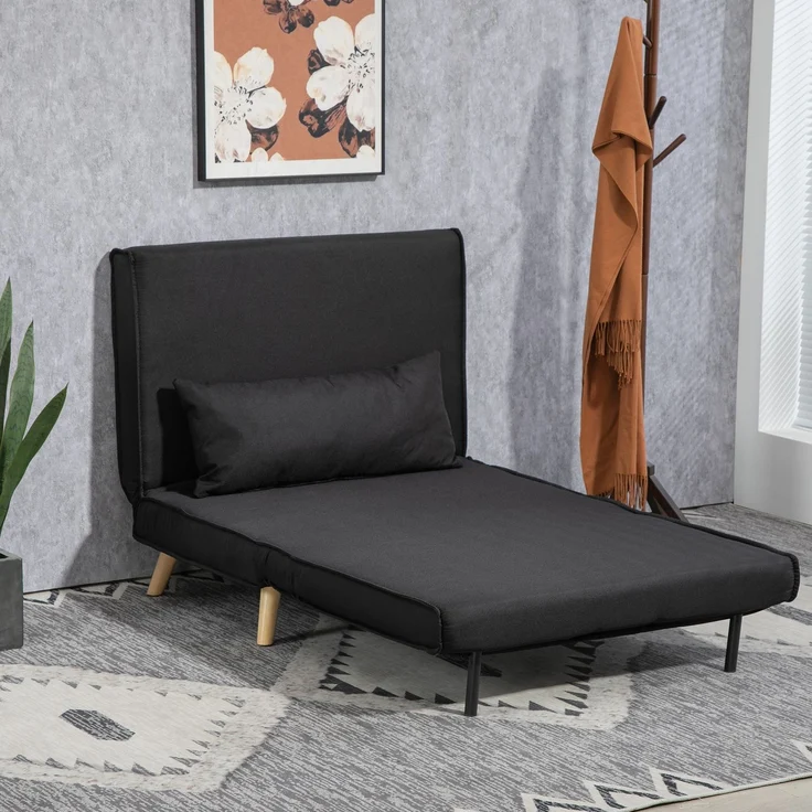 MELAYR, Relaxsessel mit Bettfunktion, für 1 Person, Modern-Design, bis 120 kg, 94x78x80cm, Schwarz – Bild 4
