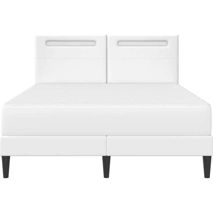 vidaXL Bettrahmen mit LED-Lichtleisten mit Kopfteil 2 pcs Kunstleder 3414993 – Bild 8